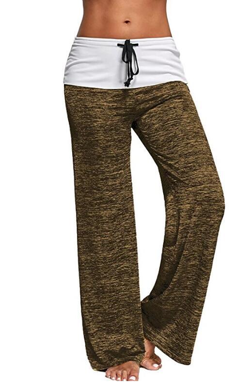 SZ60026-1 Женские свободные леггинсы для йоги с широкими штанинами Foldover Heather